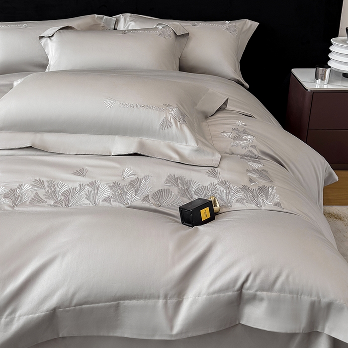 91家纺网 家纺一手货源 找家纺 星蕴家纺 2025新款贡缎长绒棉纯色四件套-多米 多米-山灰色