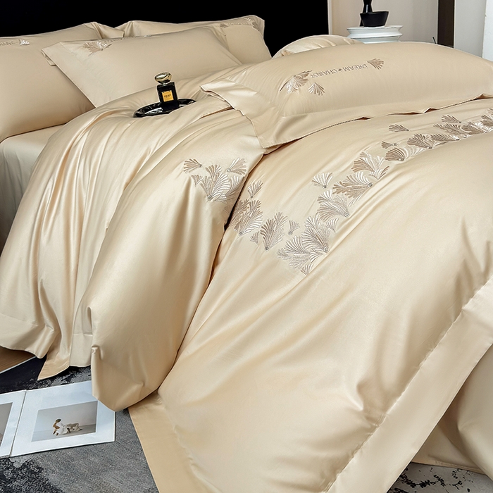 91家纺网 家纺一手货源 找家纺 星蕴家纺 2025新款贡缎长绒棉纯色四件套-多米 多米-香槟金