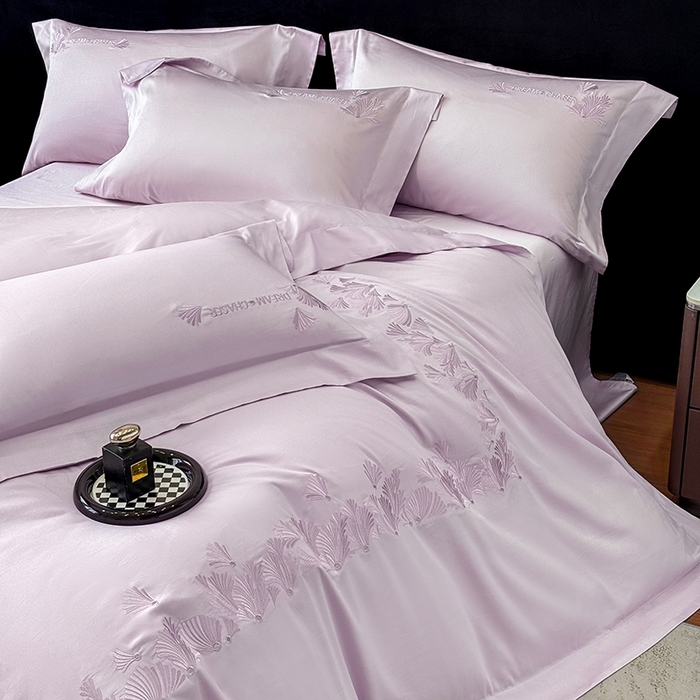 91家纺网 家纺一手货源 找家纺 星蕴家纺 2025新款贡缎长绒棉纯色四件套-多米 多米-优雅紫