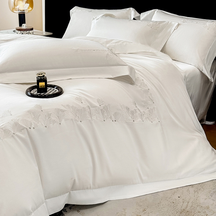 91家纺网 家纺一手货源 找家纺 星蕴家纺 2025新款贡缎长绒棉纯色四件套-多米 多米-珍珠白