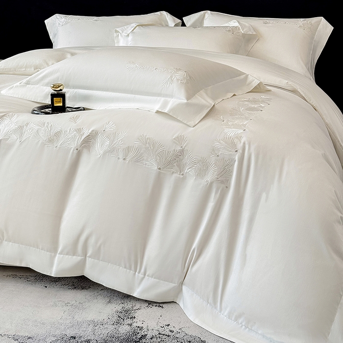 91家纺网 家纺一手货源 找家纺 星蕴家纺 2025新款贡缎长绒棉纯色四件套-多米 多米-珍珠白