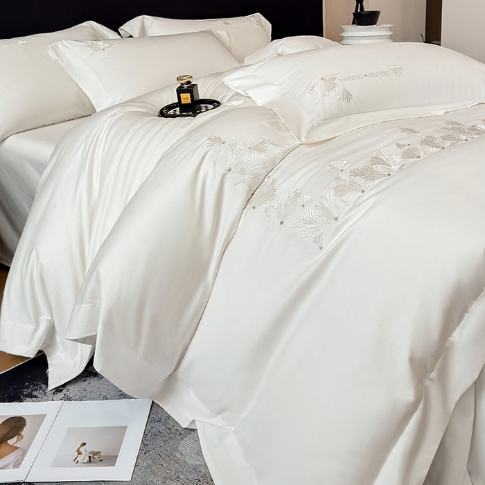 91家纺网 家纺一手货源 找家纺 星蕴家纺 2025新款贡缎长绒棉纯色四件套-多米 多米-珍珠白