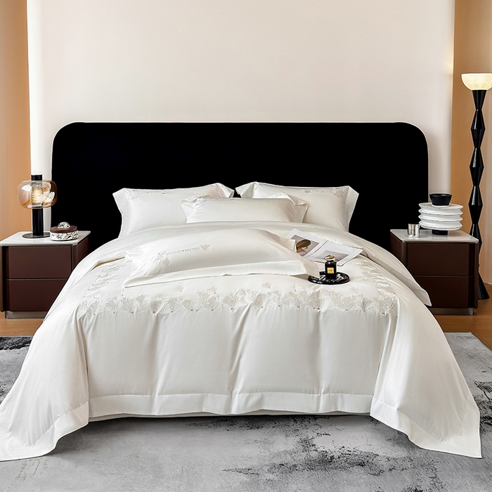 91家纺网 家纺一手货源 找家纺 星蕴家纺 2025新款贡缎长绒棉纯色四件套-多米 多米-珍珠白