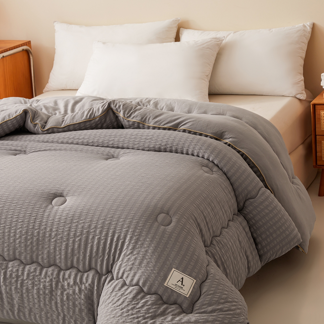 91家纺网 家纺一手货源 找家纺 （总）合纵跨境工厂 2025秋冬新款7A抗菌A类大豆被子被芯跨境外贸一件代发亚马逊希音包过核价-双喷提花泡泡棉大豆被