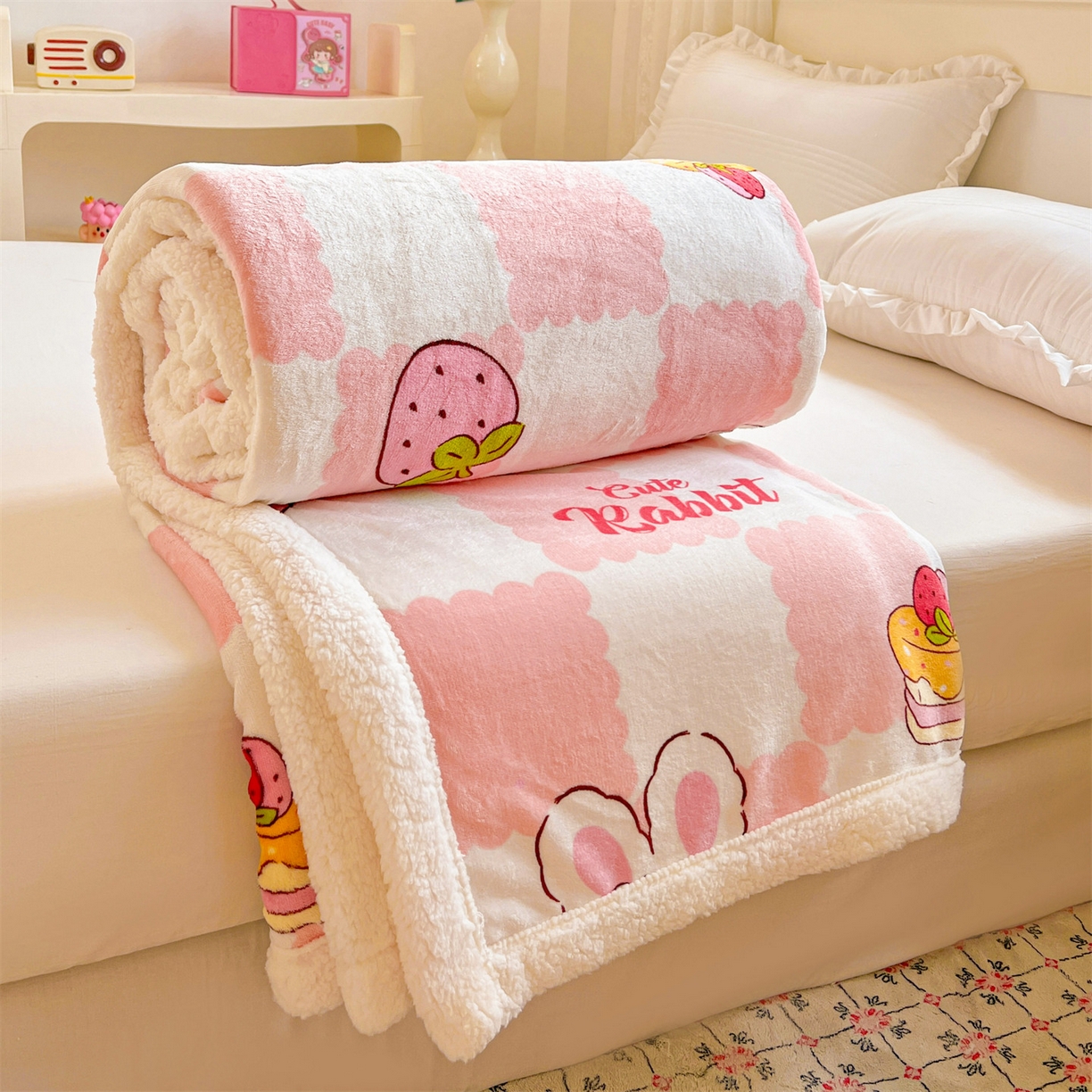 91家纺网 家纺一手货源 找家纺 （总）名兮 2025新款秋冬高克重牛奶绒羊羔绒多功能盖毯