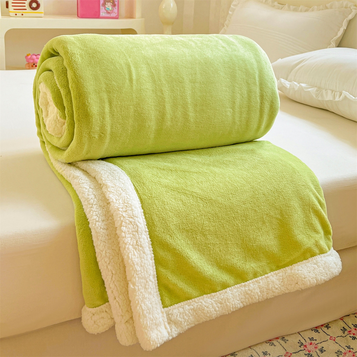 91家纺网 家纺一手货源 找家纺 （总）名兮 2025新款秋冬高克重牛奶绒羊羔绒多功能盖毯