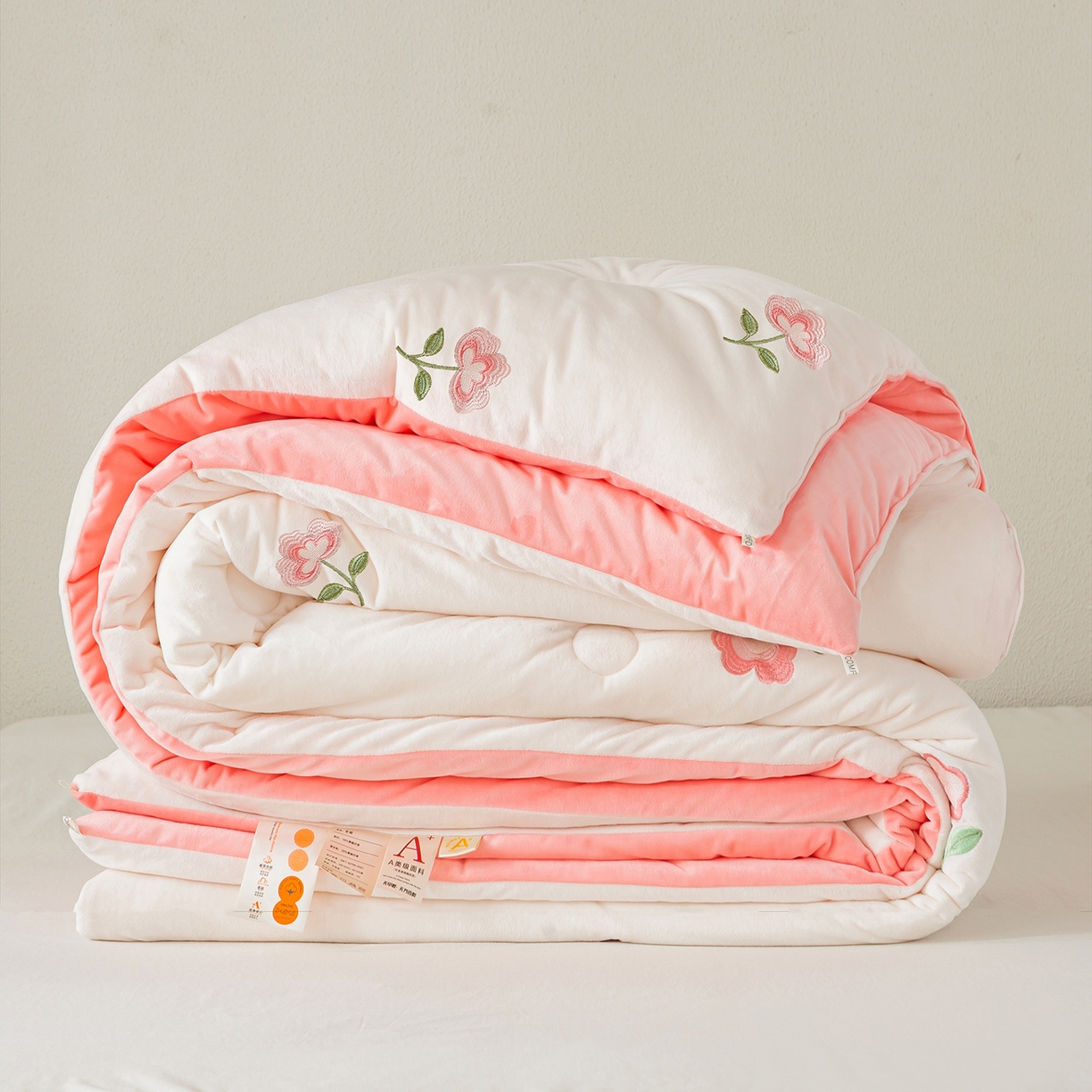91家纺网 家纺一手货源 找家纺 合纵跨境工厂 2025秋冬新款恒温大豆被子被芯跨境外贸一件代发亚马逊希音包过核价-刺绣零压绒恒温大豆被 花朵