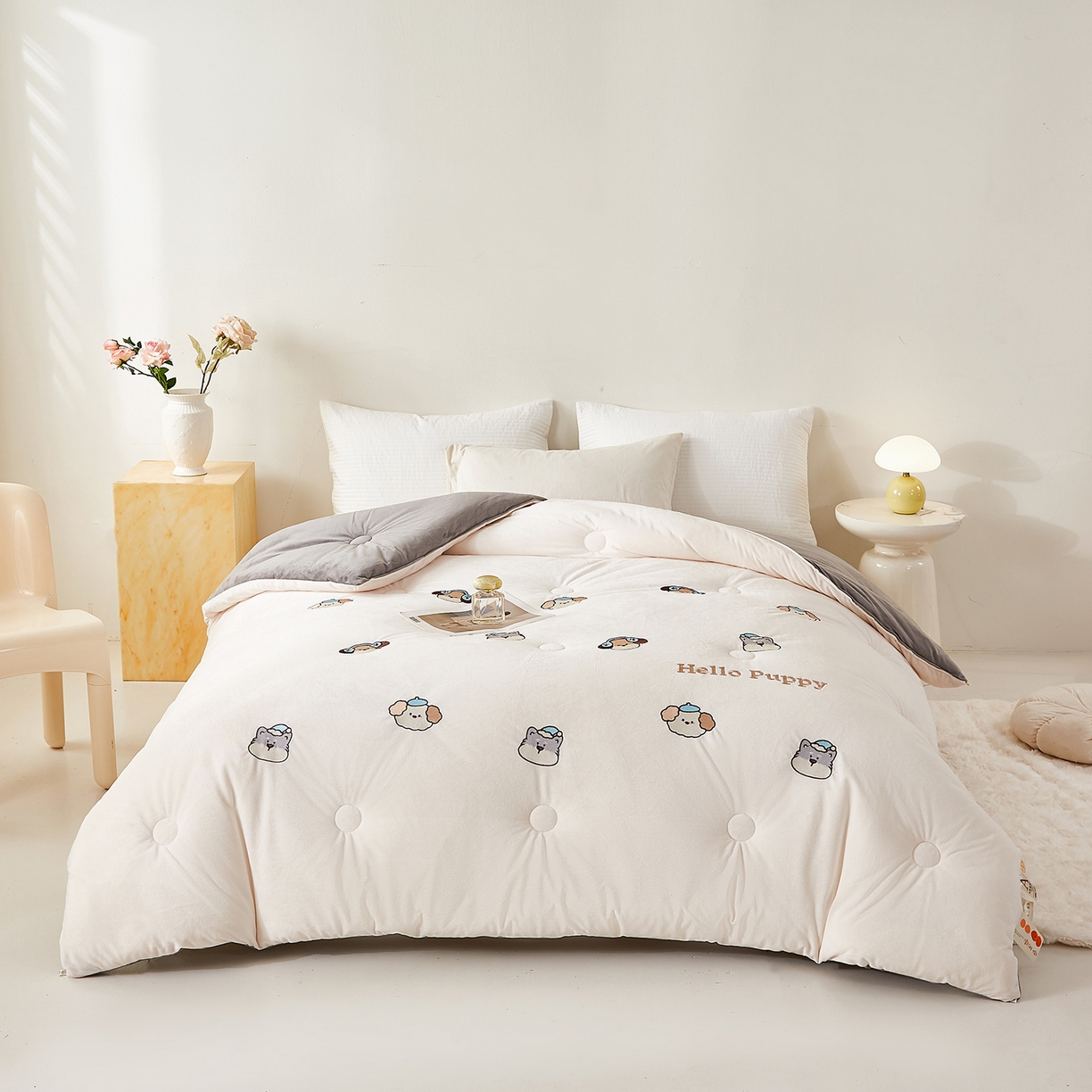 91家纺网 家纺一手货源 找家纺 合纵跨境工厂 2025秋冬新款恒温大豆被子被芯跨境外贸一件代发亚马逊希音包过核价-刺绣零压绒恒温大豆被 狗狗