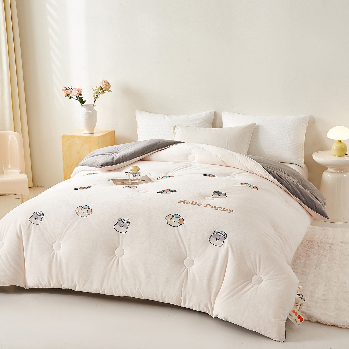 91家纺网 家纺一手货源 找家纺 合纵跨境工厂 2025秋冬新款恒温大豆被子被芯跨境外贸一件代发亚马逊希音包过核价-刺绣零压绒恒温大豆被 狗狗