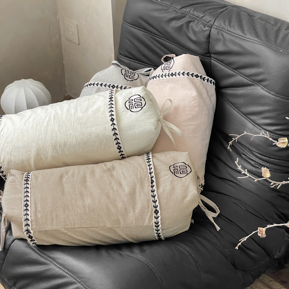 91家纺网 家纺一手货源 找家纺 （总）亦帆枕芯 2025新款刺绣棉麻可调节高低两用荞麦枕头枕芯可拆洗枕芯加枕套