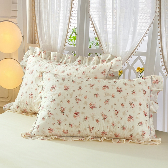 益利多 2025新款全棉夹棉花边枕套纯棉枕芯套子加厚 繁花似锦