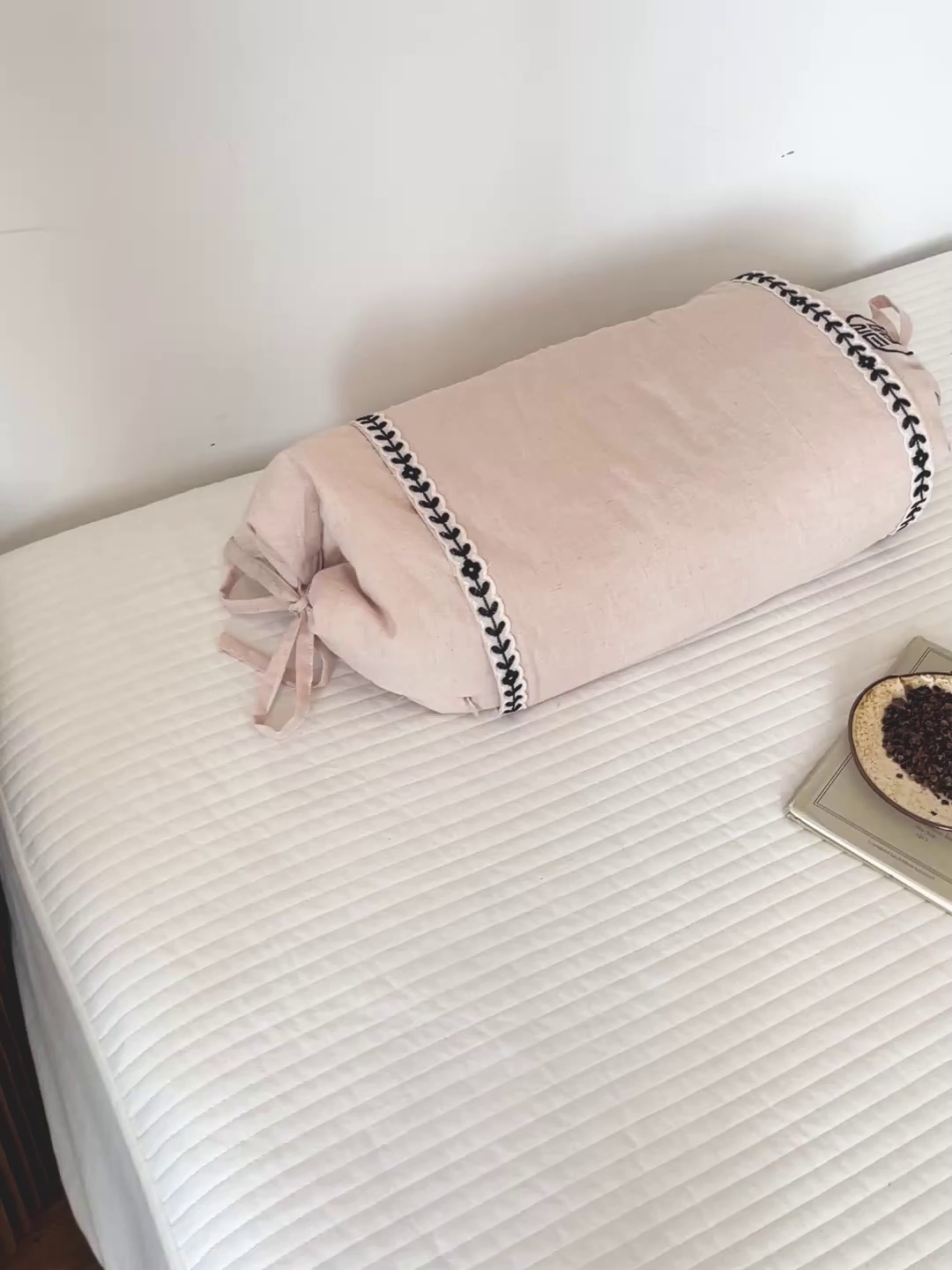 91家纺网 家纺一手货源 找家纺 亦帆枕芯 2025新款刺绣棉麻可调节高低两用荞麦枕头枕芯可拆洗枕芯加枕套 粉色-刺绣棉麻两用枕