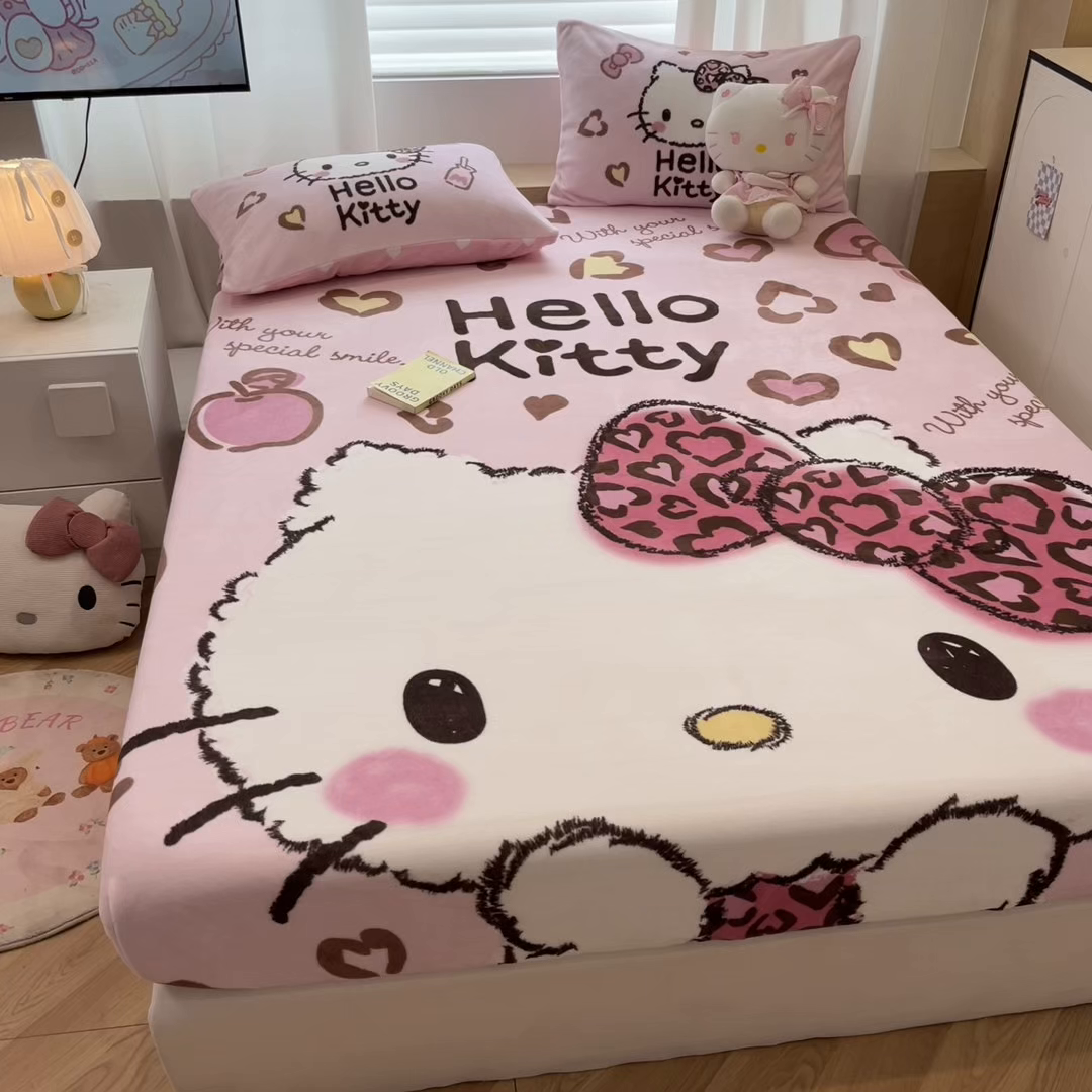 91家纺网 家纺一手货源 找家纺 （总）暮思家居 2025新款正版授权三丽鸥大版牛奶绒数码印花单品床笠单件床笠(带标价格）