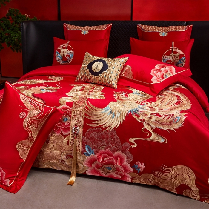 91家纺网 家纺一手货源 找家纺 （总）宏羽纺家纺 2025新款高支高密全棉提花新中式婚庆多件套