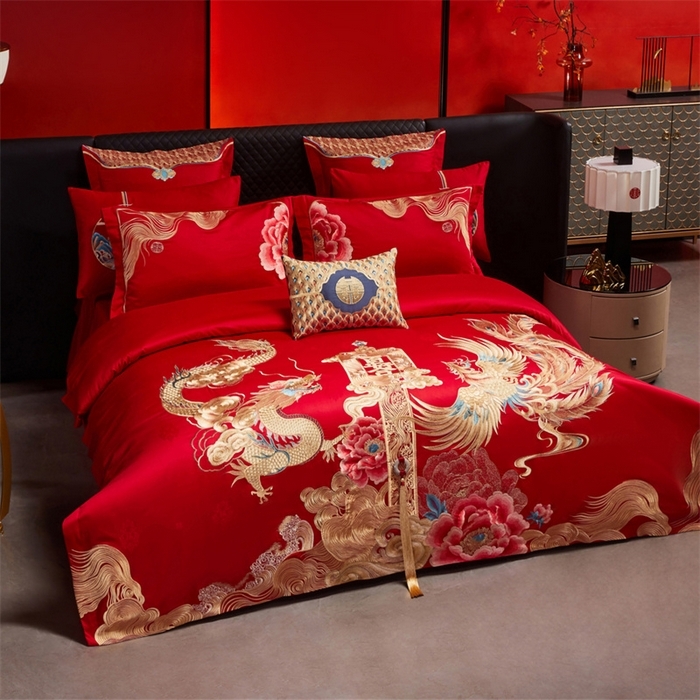 91家纺网 家纺一手货源 找家纺 （总）宏羽纺家纺 2025新款高支高密全棉提花新中式婚庆多件套