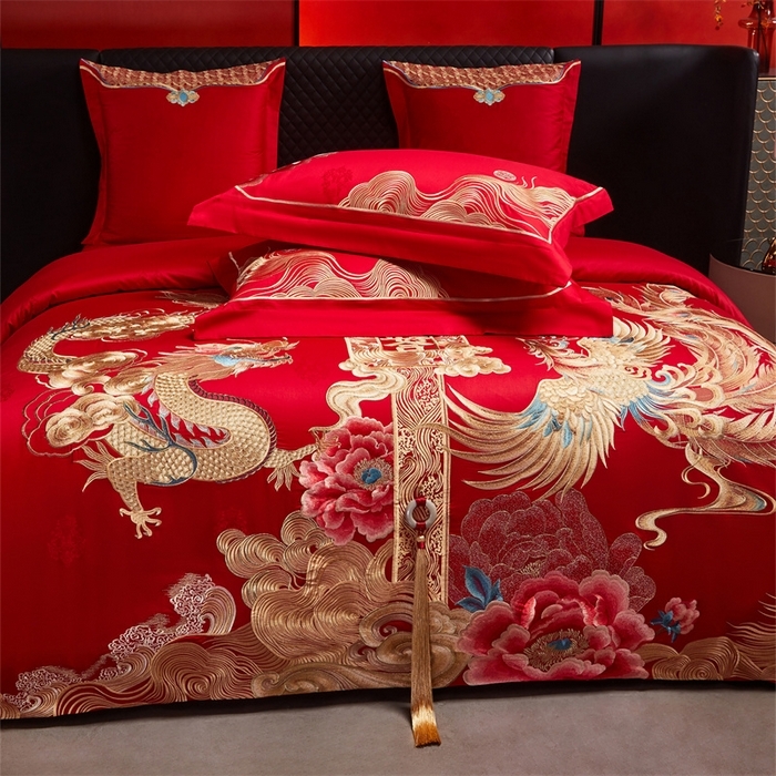 91家纺网 家纺一手货源 找家纺 （总）宏羽纺家纺 2025新款高支高密全棉提花新中式婚庆多件套