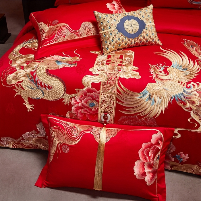 91家纺网 家纺一手货源 找家纺 （总）宏羽纺家纺 2025新款高支高密全棉提花新中式婚庆多件套