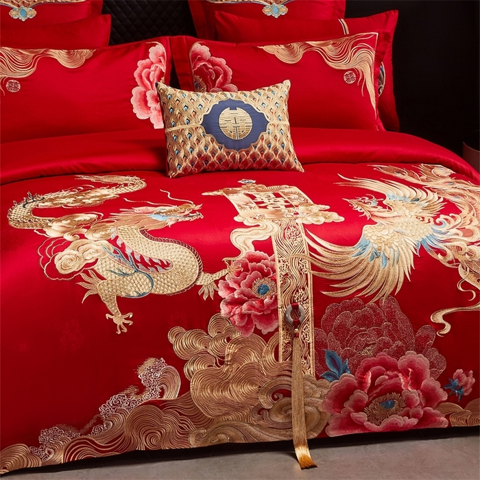 91家纺网 家纺一手货源 找家纺 （总）宏羽纺家纺 2025新款高支高密全棉提花新中式婚庆多件套