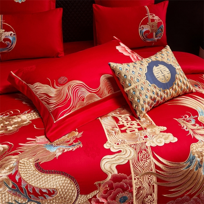 91家纺网 家纺一手货源 找家纺 （总）宏羽纺家纺 2025新款高支高密全棉提花新中式婚庆多件套