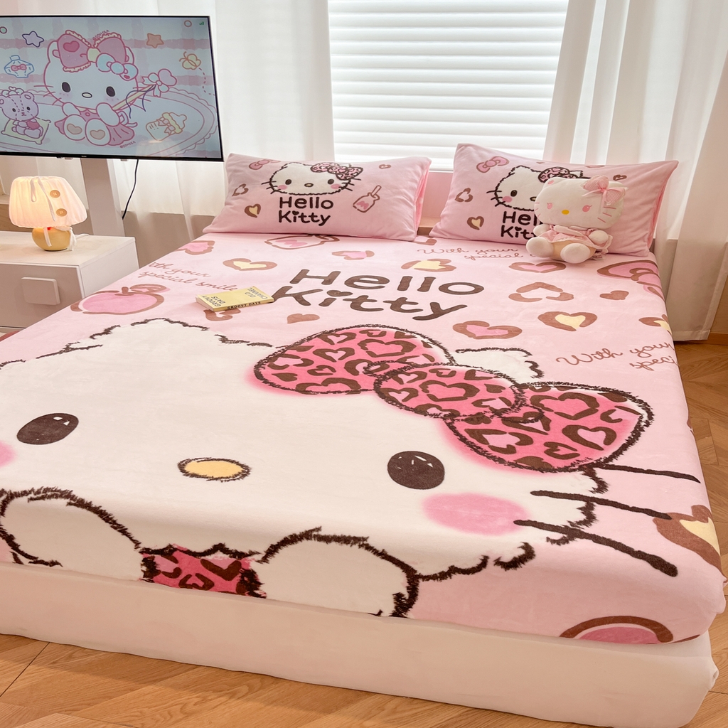 91家纺网 家纺一手货源 找家纺 （总）暮思家居 2025新款正版授权三丽鸥大版牛奶绒数码印花单品床笠单件床笠(带标价格）