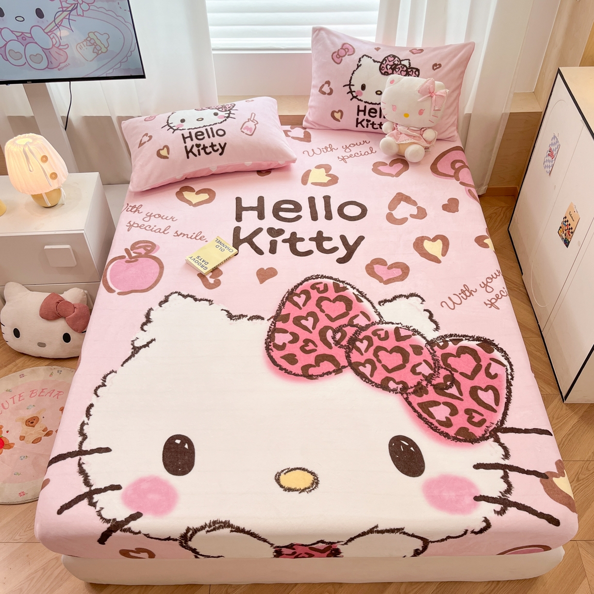 91家纺网 家纺一手货源 找家纺 （总）暮思家居 2025新款正版授权三丽鸥大版牛奶绒数码印花单品床笠单件床笠(带标价格）