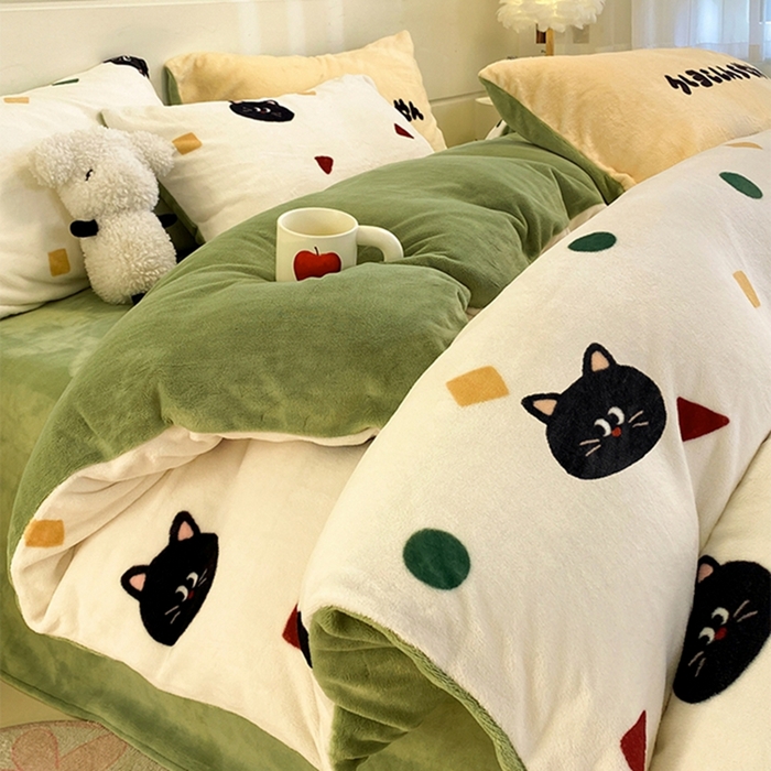 91家纺网 家纺一手货源 找家纺 （总）如一 2025新款A类高克重印花牛奶绒四件套