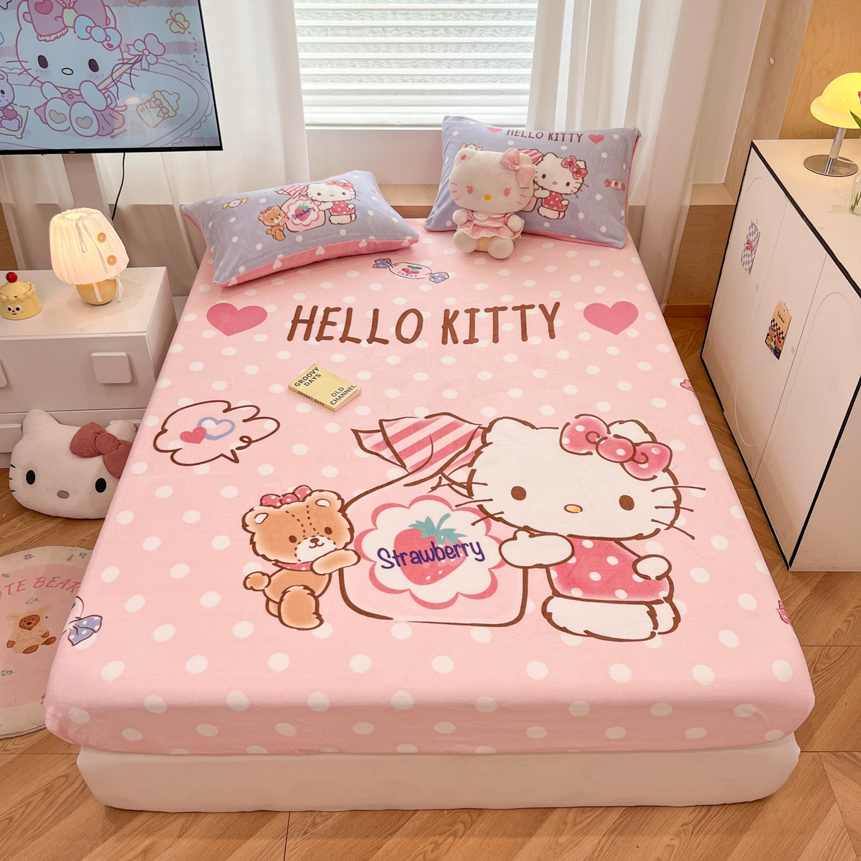 91家纺网 家纺一手货源 找家纺 （总）暮思家居 2025新款正版授权三丽鸥大版牛奶绒数码印花单品床笠单件床笠(带标价格）