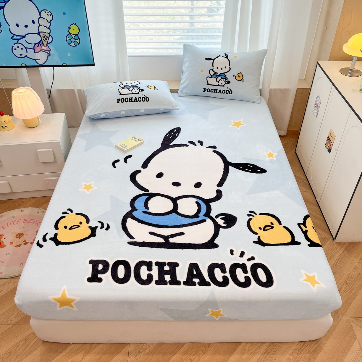 91家纺网 家纺一手货源 找家纺 （总）暮思家居 2025新款正版授权三丽鸥大版牛奶绒数码印花单品床笠单件床笠(带标价格）