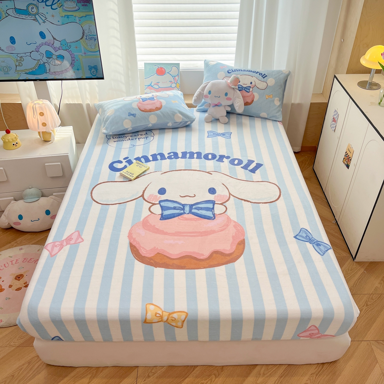 91家纺网 家纺一手货源 找家纺 （总）暮思家居 2025新款正版授权三丽鸥大版牛奶绒数码印花单品床笠单件床笠(带标价格）