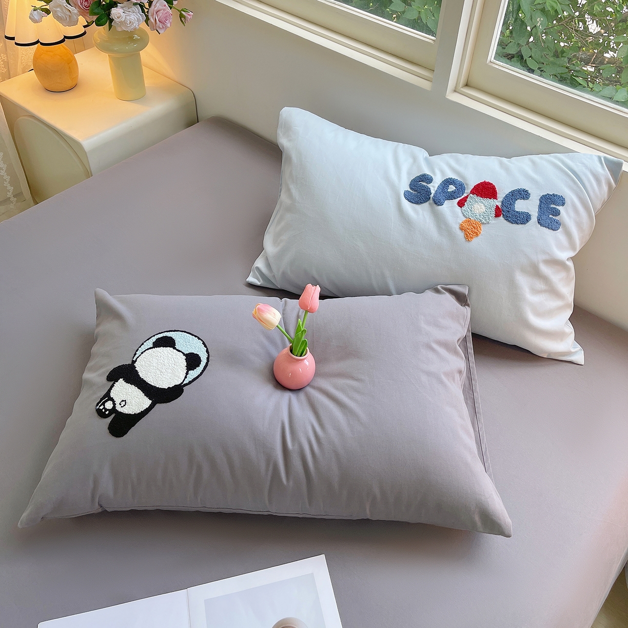 91家纺网 家纺一手货源 找家纺 （总）炫拼家纺 2025新款全棉磨毛卡通毛巾绣加厚纯棉四件套-可梦系列