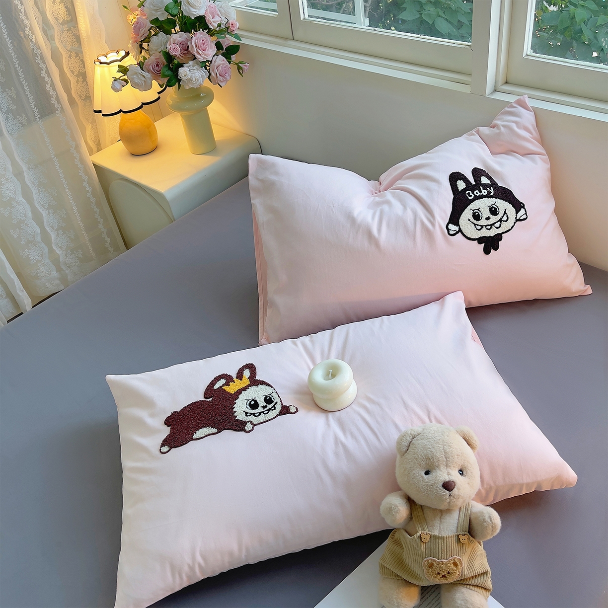 91家纺网 家纺一手货源 找家纺 炫拼家纺 2025新款全棉磨毛卡通毛巾绣加厚纯棉四件套-可梦系列 可梦-好学布布