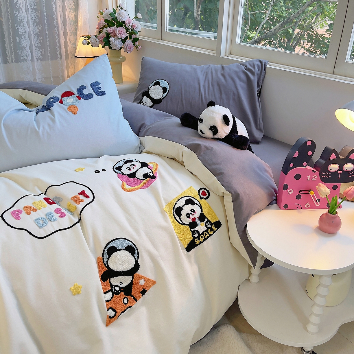 91家纺网 家纺一手货源 找家纺 （总）炫拼家纺 2025新款全棉磨毛卡通毛巾绣加厚纯棉四件套-可梦系列