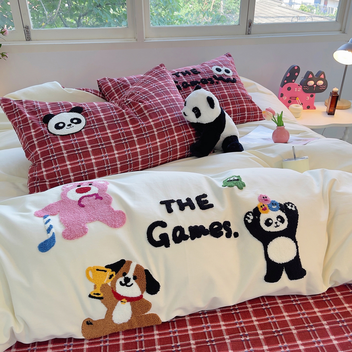 91家纺网 家纺一手货源 找家纺 （总）炫拼家纺 2025新款全棉磨毛卡通毛巾绣加厚纯棉四件套-可梦系列