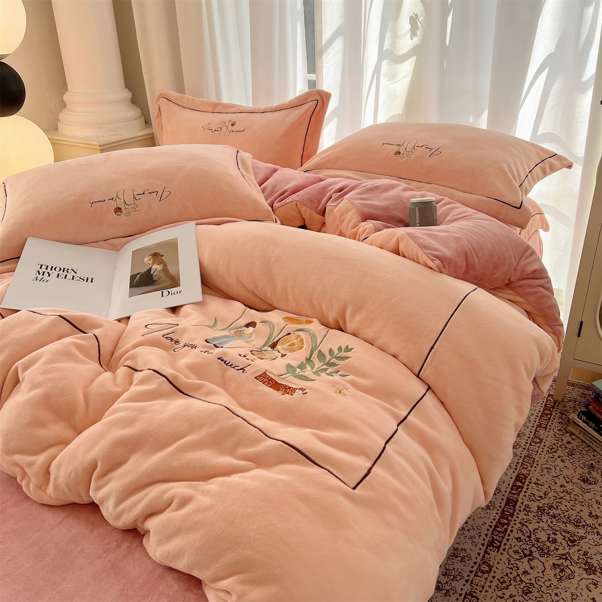 91家纺网 家纺一手货源 找家纺 （总）丽涵家纺 2025新款全工艺消光锦芙绒绣花四件套