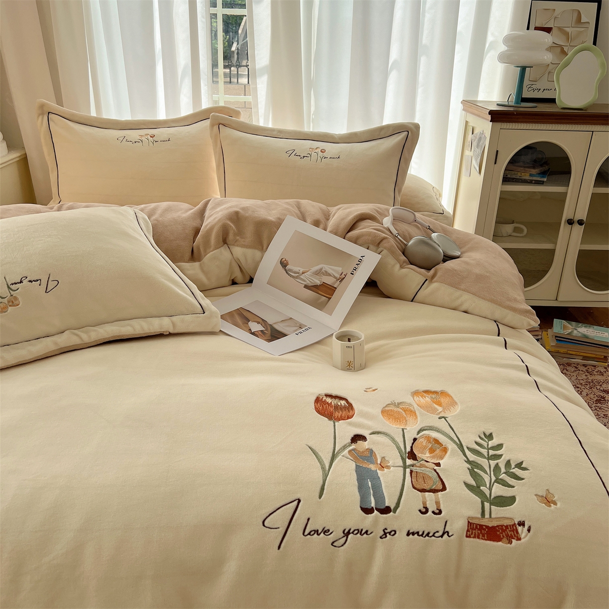 91家纺网 家纺一手货源 找家纺 （总）丽涵家纺 2025新款全工艺消光锦芙绒绣花四件套