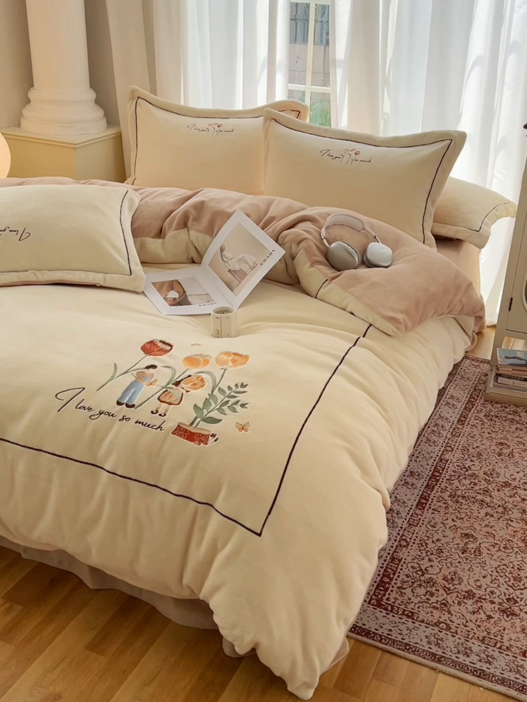 91家纺网 家纺一手货源 找家纺 （总）丽涵家纺 2025新款全工艺消光锦芙绒绣花四件套