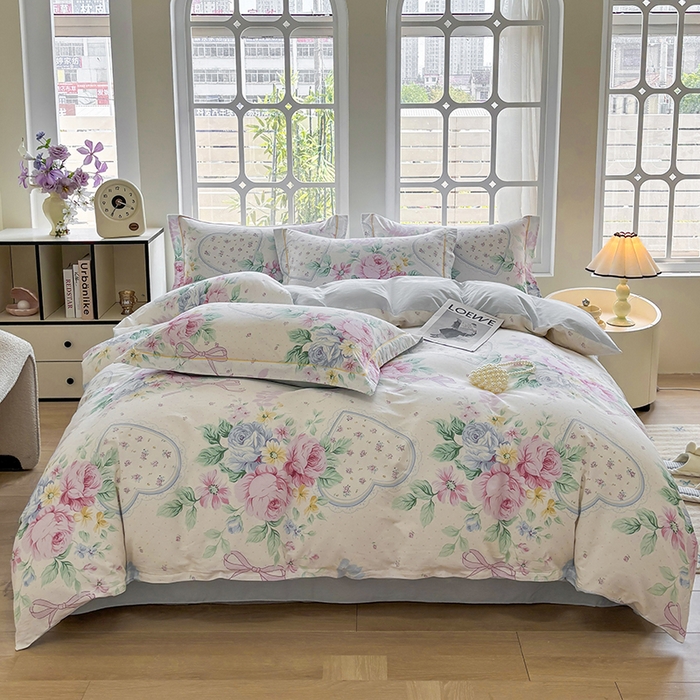 91家纺网 家纺一手货源 找家纺 （总）宇彬家纺 2025直播新款13070全棉纯棉印花床单床笠款四件套和单被套一字绣工艺款