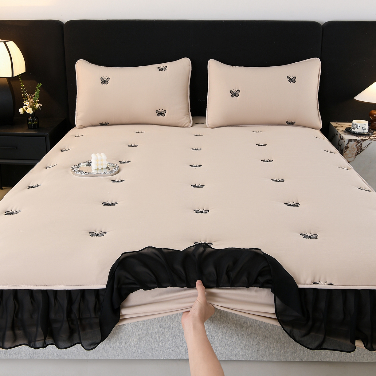 91家纺网 家纺一手货源 找家纺 （总）推推家纺 2025新款A类水洗棉花边床笠单品床笠床笠单件