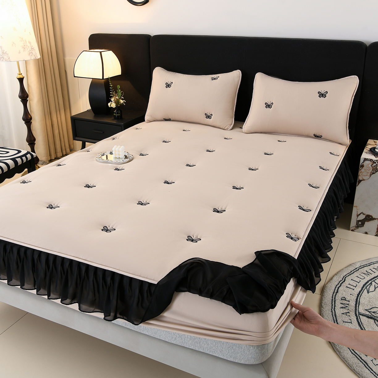 91家纺网 家纺一手货源 找家纺 （总）推推家纺 2025新款A类水洗棉花边床笠单品床笠床笠单件