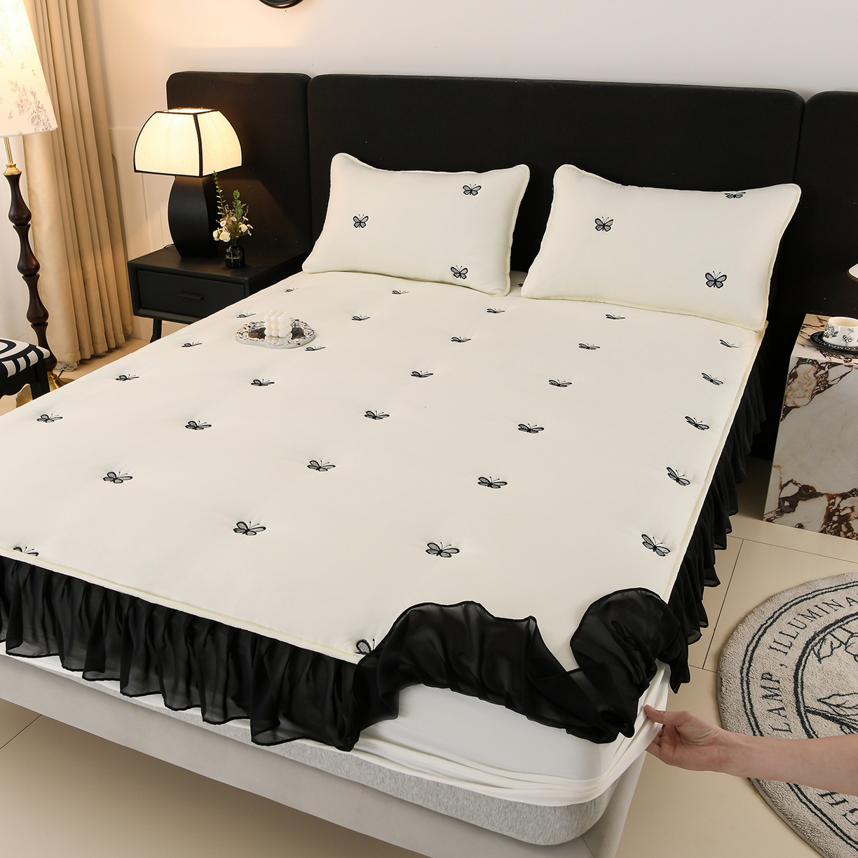 91家纺网 家纺一手货源 找家纺 （总）推推家纺 2025新款A类水洗棉花边床笠单品床笠床笠单件