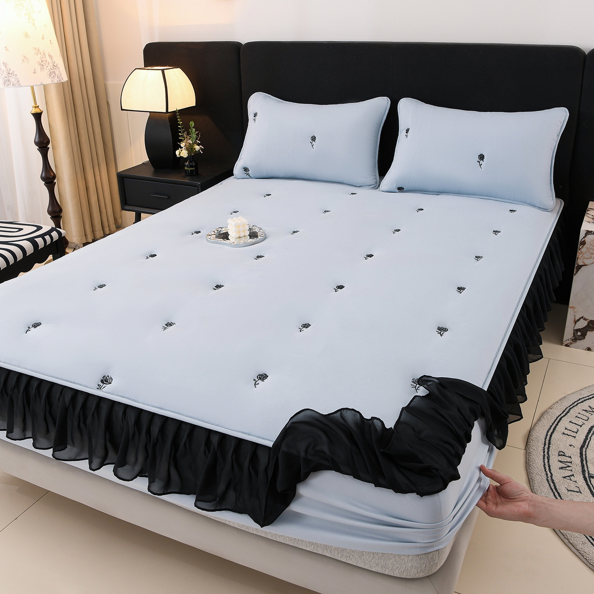 91家纺网 家纺一手货源 找家纺 （总）推推家纺 2025新款A类水洗棉花边床笠单品床笠床笠单件