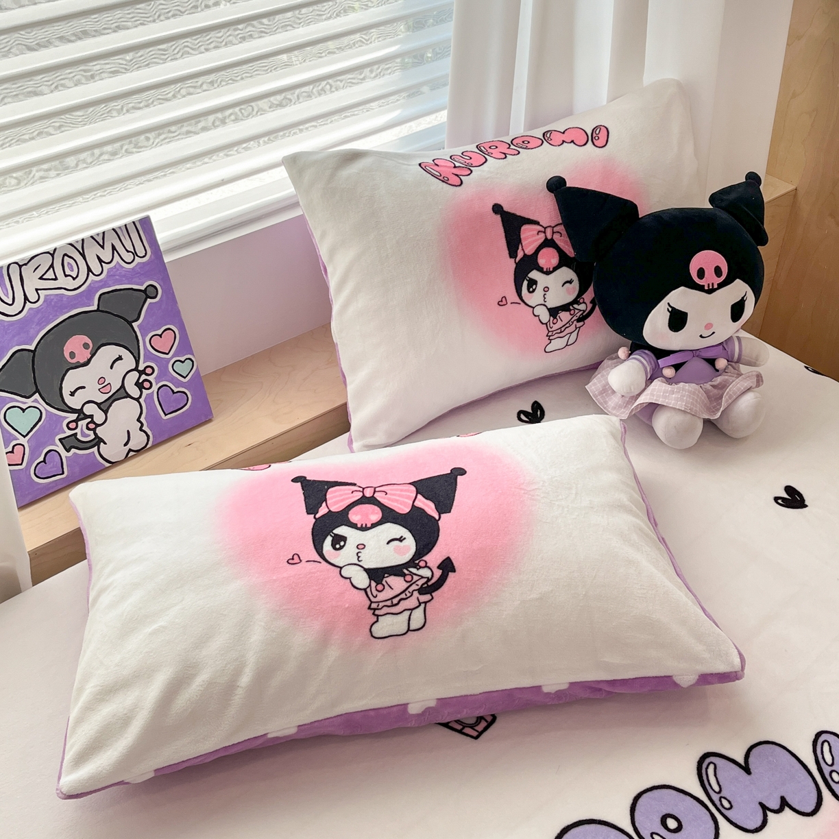 91家纺网 家纺一手货源 找家纺 暮思家居 2025新款正版授权三丽鸥大版牛奶绒数码印花单品床笠单件床笠(带标价格） 绒A版-美妆库洛米