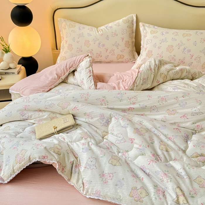 91家纺网 家纺一手货源 找家纺 鑫贝阳 2025新款A类亲肤邹邹纱冬被被子被芯 美娜