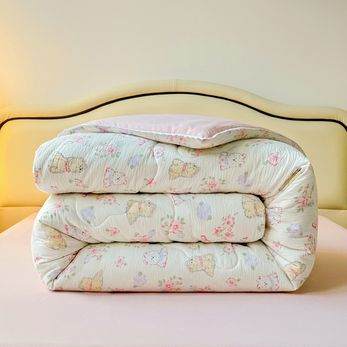 91家纺网 家纺一手货源 找家纺 鑫贝阳 2025新款A类亲肤邹邹纱冬被被子被芯 美娜