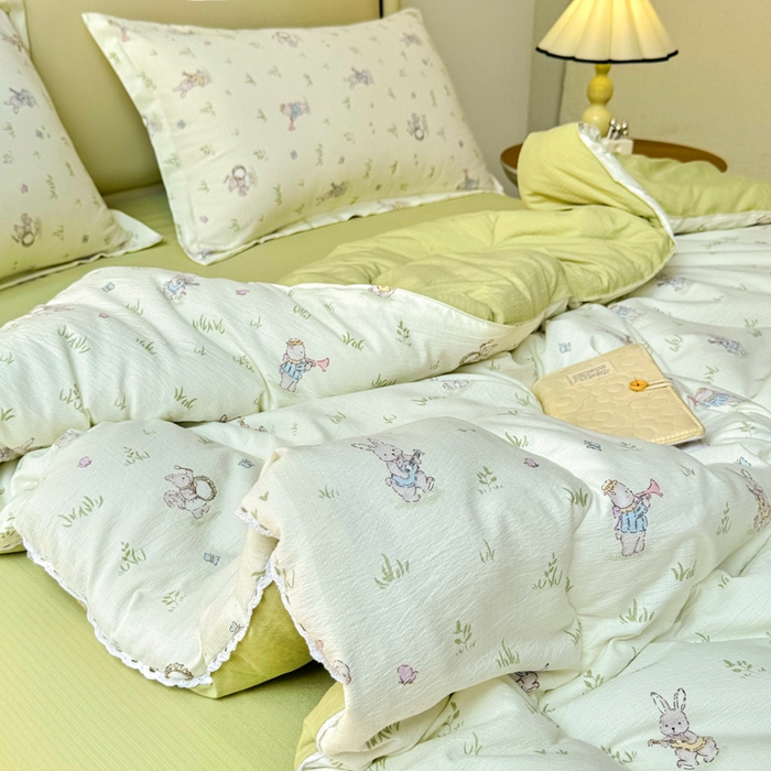 91家纺网 家纺一手货源 找家纺 鑫贝阳 2025新款A类亲肤邹邹纱冬被被子被芯 音乐家