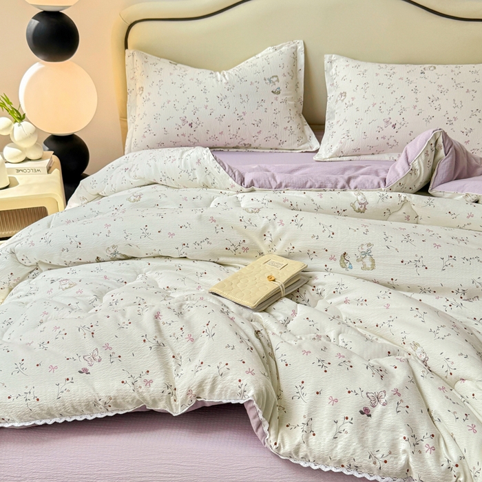 91家纺网 家纺一手货源 找家纺 鑫贝阳 2025新款A类亲肤邹邹纱冬被被子被芯 蜜芽兔