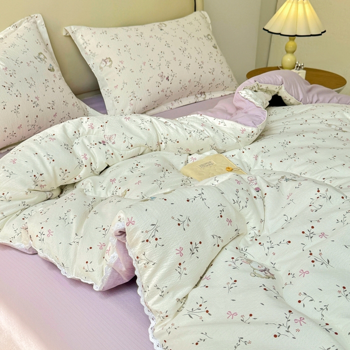 91家纺网 家纺一手货源 找家纺 鑫贝阳 2025新款A类亲肤邹邹纱冬被被子被芯 蜜芽兔