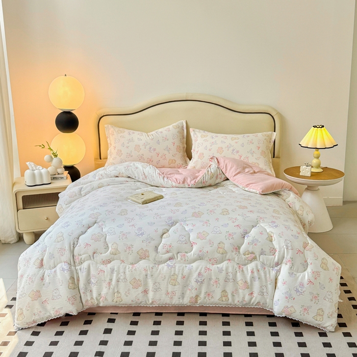 91家纺网 家纺一手货源 找家纺 鑫贝阳 2025新款A类亲肤邹邹纱冬被被子被芯 美娜