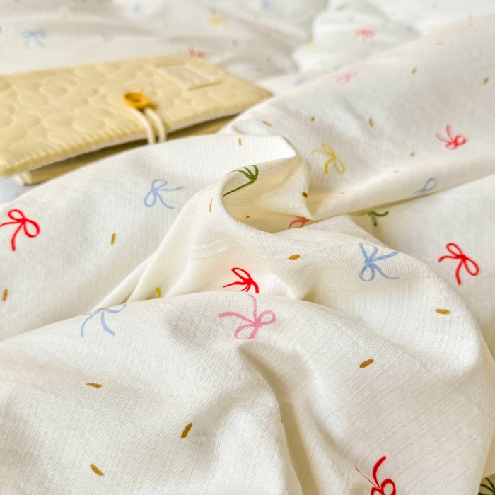 91家纺网 家纺一手货源 找家纺 鑫贝阳 2025新款A类亲肤邹邹纱冬被被子被芯 彩色蝴蝶结