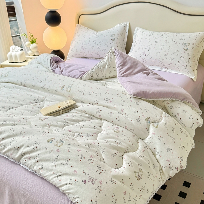 91家纺网 家纺一手货源 找家纺 鑫贝阳 2025新款A类亲肤邹邹纱冬被被子被芯 蜜芽兔